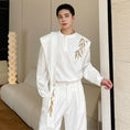 Load image into Gallery viewer, [Illustrated Series]★Setup★ Embroidery 2color 2-piece set Unisex Men's Tops Pants White Black
