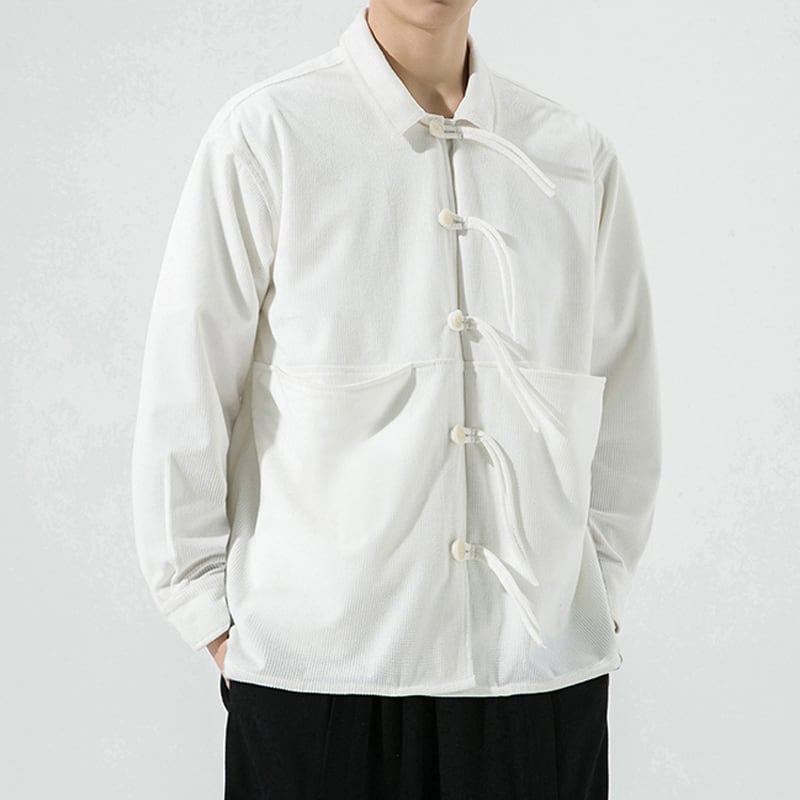 [Small trouble series] ★China style shirt★ 2color tops unisex men's large size black white casual