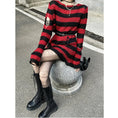 Load image into Gallery viewer, [LadyGhost Series]★Sweater★ 2color Tops Horizontal stripes Striped pattern Distressed Red Black Red Black
