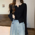 Load image into Gallery viewer, [DINGNING Series] ★Knit tops★ Tops Easy to match, slim, slimming, large size, black, black
