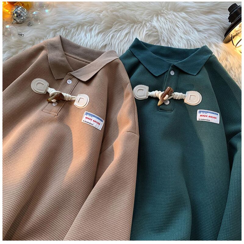 [FKZ Series]★Tops★ 3color POLO neck unisex men's beige green brown casual