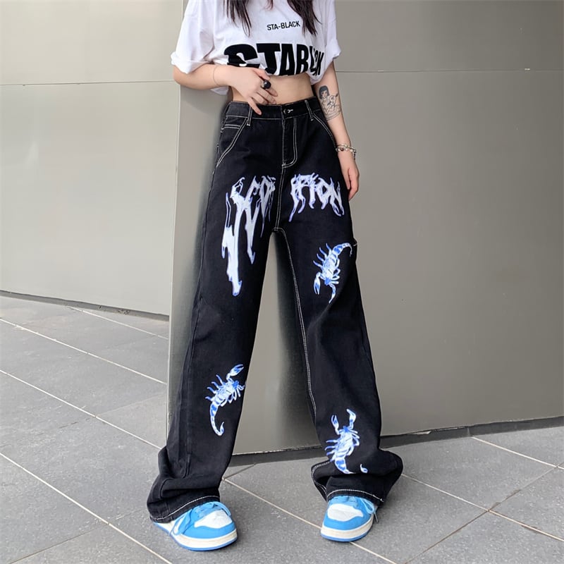 [Style Series]★Denim Pants★ Bottoms Unisex Men's Slimming Fashion Stylish Black Black