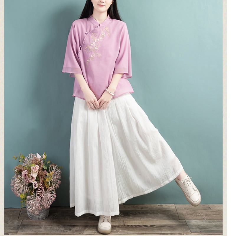 [Qing Series]★Chinese style tops★ 4color Chinese style shirt, Chinese clothes, summer clothes, Chinese clothes, Tang clothes, blue, white, pink