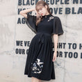 Load image into Gallery viewer, [My Family's Series] ★Chinese-style dress★ Crane embroidery, short sleeves, thong length, A-line, Chinese elements, casual wear, black
