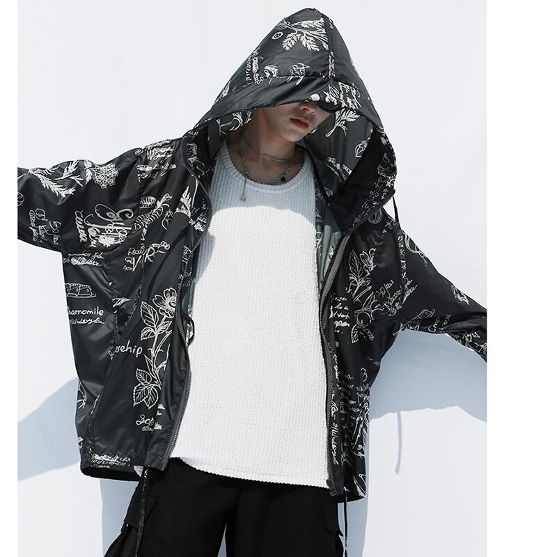 [SIN87 Series] ★UV protection★ UPF50+ Unique black Sun protection Cooling protection Thin outerwear Loose fit Unisex Men's