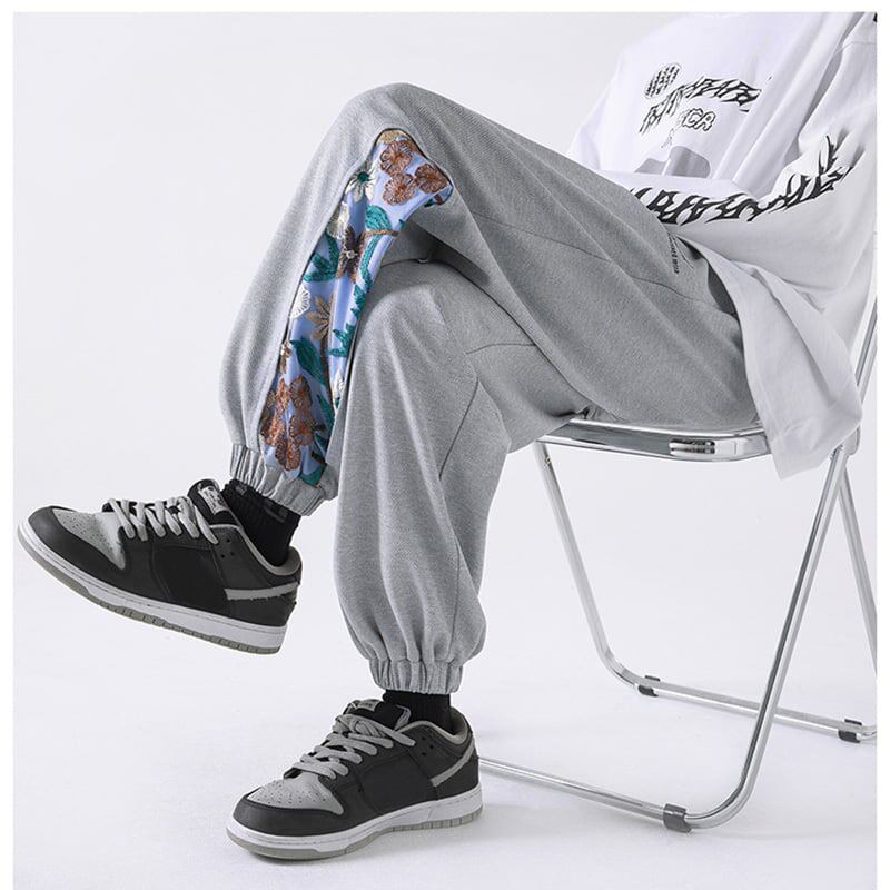 [BIGEMAN Series]★China style trousers★Casual pants 2color embroidery floral pattern unisex large size spring clothes