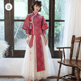 Load image into Gallery viewer, [Paper-dyed series] ★Party dress★ Chinese style tops + long skirt 6color SML LL 3L 4L Red
