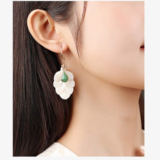 [Louran Guest Series] ★China style earrings★ Pair of earrings for women, temperament enhancement accessory, white green