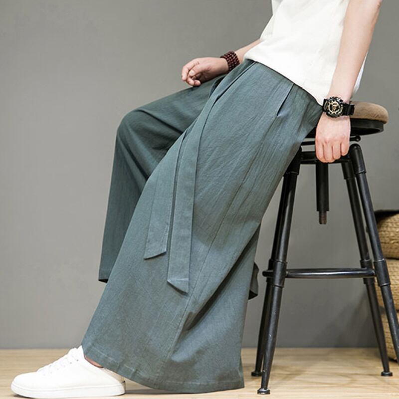 [JUNYI Series]★China Style Pants★ 3color Gaucho Pants Plain Unisex Men's Black White Large Size