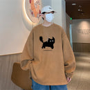 [YOULIN Series] ★Tops★ 4color Unisex Men's Cat Suede Cartoon