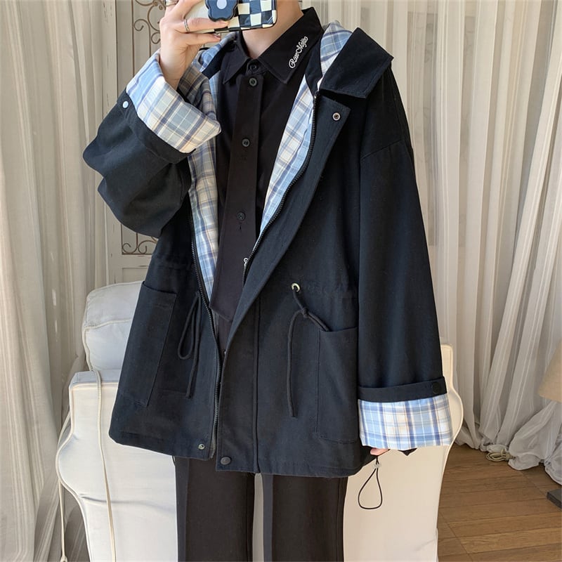 [MANYSTON Series]★Jacket★ Outerwear 3color Faux Layered Plaid Pattern Unisex Men's