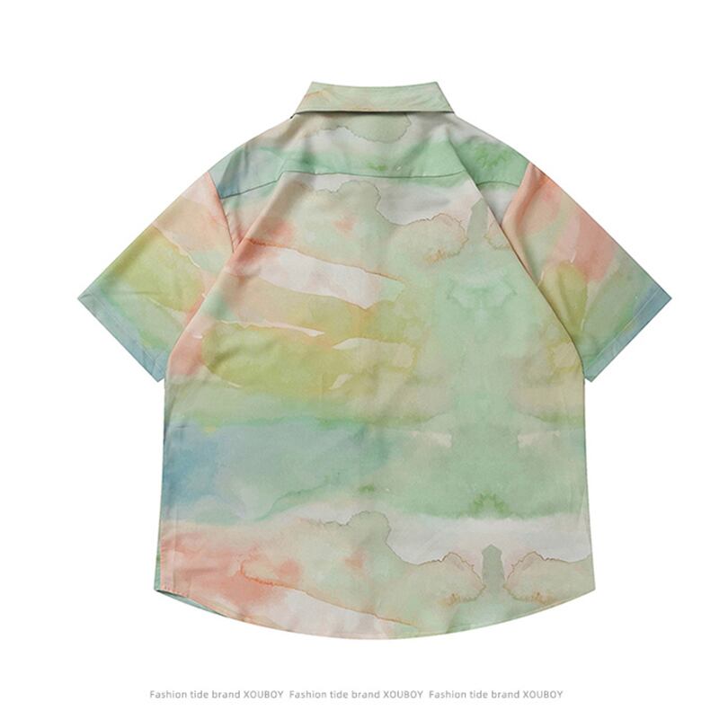 [HTTAOSUP Series]★Shirt★ 2color Tops Short Sleeve Shirt Tie-dyed SML LL Unisex Men's Aya