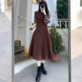 Load image into Gallery viewer, [Dong Xiaojie Series] ★Checked pattern dress★ Large size women's dress Coffee color Commuting Literary style
