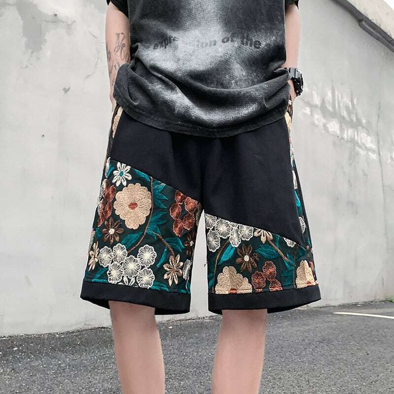 [V37 Series]★Shorts★ 2color Shorts Summer Clothes Embroidery Floral Pattern Unisex Large Size Casual