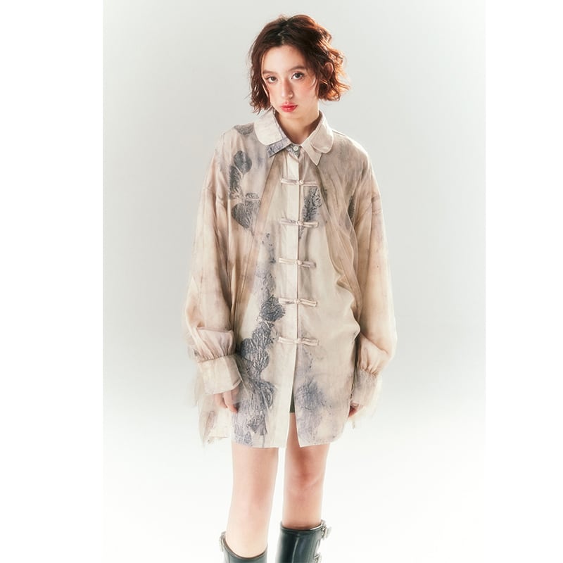 [Yang's Great Dream Series] ★China Style Shirt★ Tops Print China Button Long Sleeve Shirt Retro