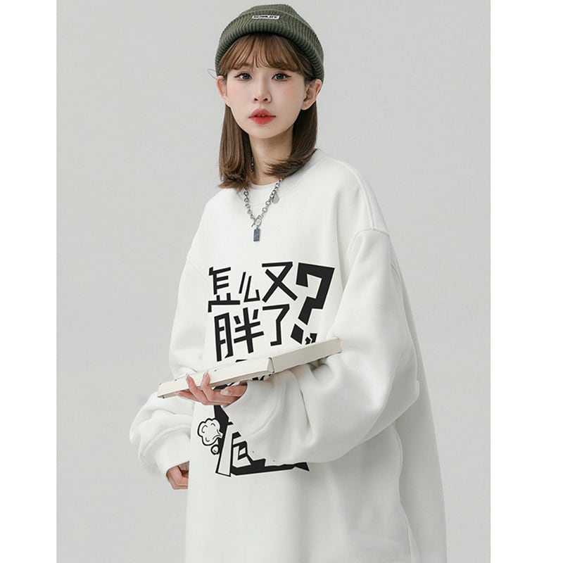 [SENSU Series] ★Tops★ 3color Letter Pattern Kanji Long Sleeve Shirt Unisex Men's Funny Black Dark Gray White