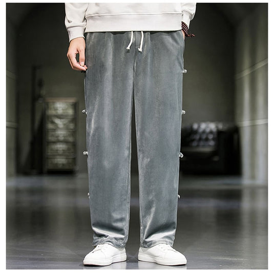 [PINZHI Series]★China style trousers★ 2color black or gray brushed lining casual pants crane thick warm