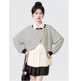 Load image into Gallery viewer, [WEIWU Series] ★Tops★ Fake layered horizontal stripes striped pattern POLO neck fashion SML
