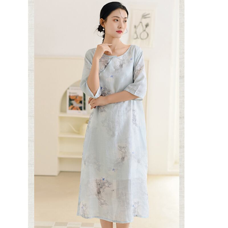 [Miss Fenny Series] ★Chinese style dress★ 3color Elegant Chinese clothes Tang suit Retro print Summer clothes Comfortable to the touch