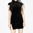 Load image into Gallery viewer, [TT Series] ★Mini length Chinese dress★ Sexy velvet dress SML black slimming slim
