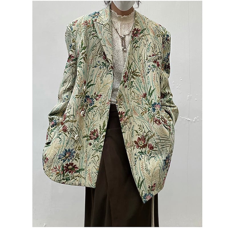 [14GSL Series]★China style outerwear★ Blazer Floral Pattern Retro Unisex Men's Casual ML XL