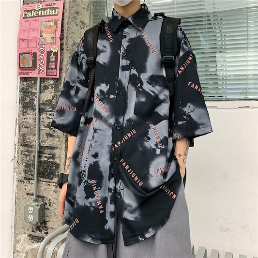 [Style Series]★Retro Shirt★ 2color Tops Print Street Harajuku Style Men's Unisex ML XL