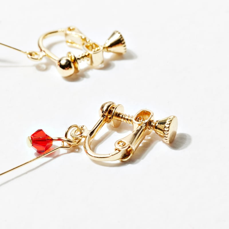 [Gomori Series] ★China style earring★ Earrings or earrings pair asymmetrical red red accessories