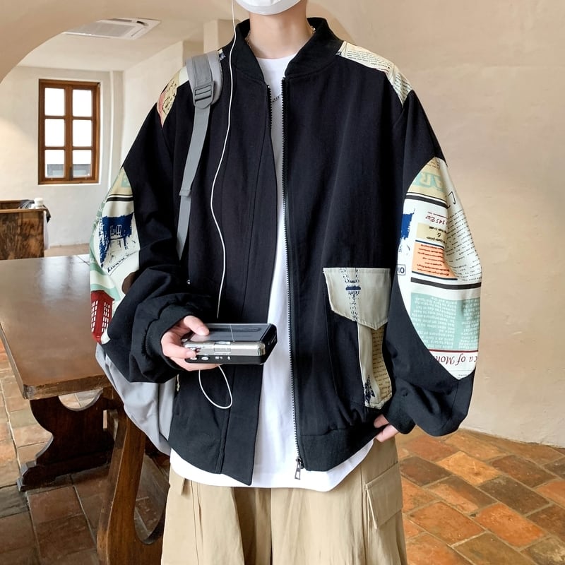 [Satoru Series]★Jacket★ 3color Tops No Hat Unisex Men's Large Size Spring/Autumn Clothes Black White Light Brown