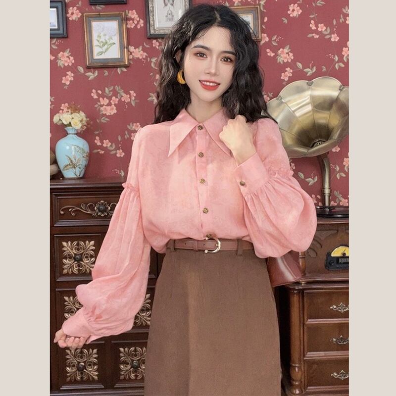 [Misslin Fashion Series]★Setup Single Order★ Shirt or Skirt Pink Coffee Color Retro Date