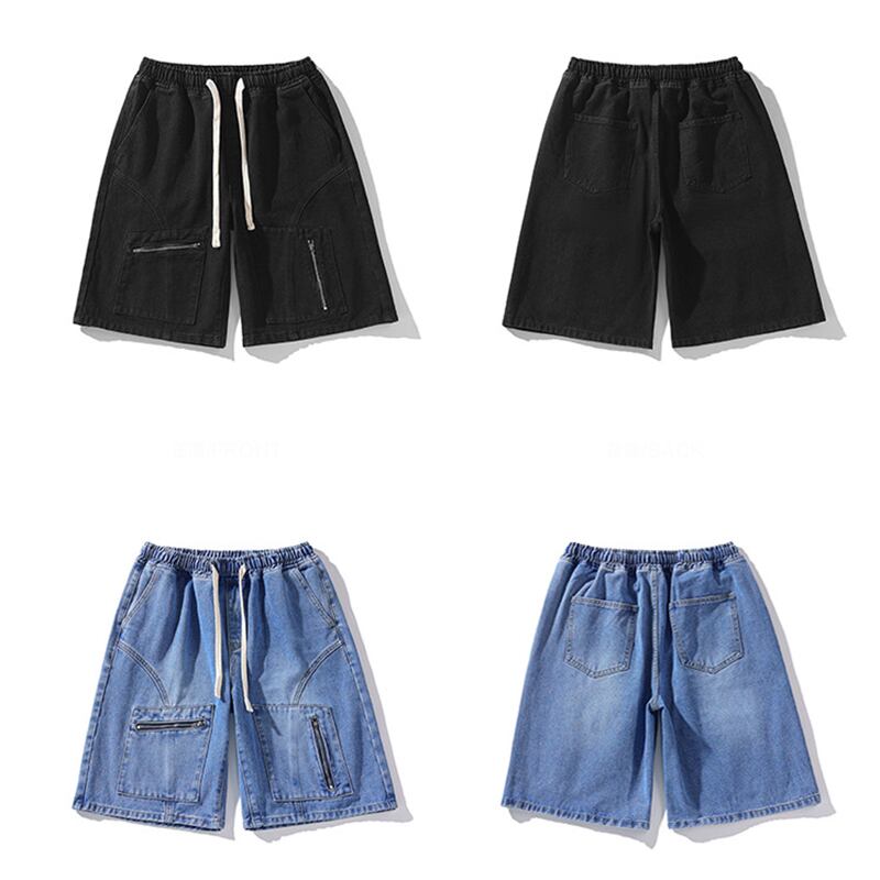 [BIGEMAN Series]★Denim shorts★ 3color bottoms short length pants unisex men's large size classic blue black