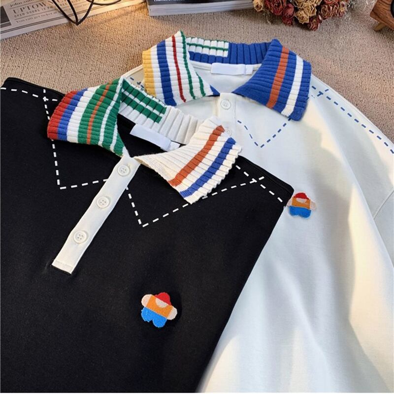 [SENSU Series]★POLO Shirt★ 2color Tops Unisex Men's Color Scheme Youth Black White