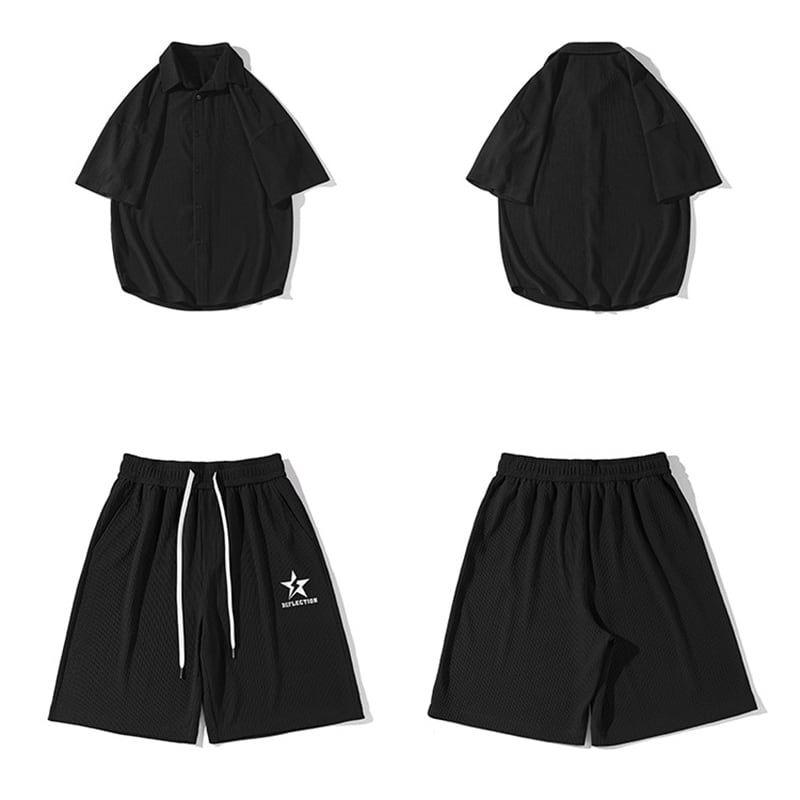 [BIGEMAN Series]★Setup★ Shirt + Shorts 3color Unisex Men's Large Size Cool Feel Good