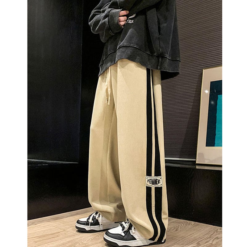 [PPG Series] ★Casual pants★ 3 colors Bottoms Trousers Corduroy Unisex Men's Vertical stripes Striped pattern Black Beige Green