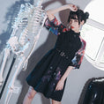 Load image into Gallery viewer, [Kokaisha series] ★China style dress★ Chiffon short length Unique black black SML
