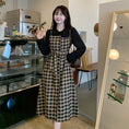 Load image into Gallery viewer, [Dong Xiaojie Series] ★Checked dress★ Large size, fake layered, slimming, retro, cute, easy to match
