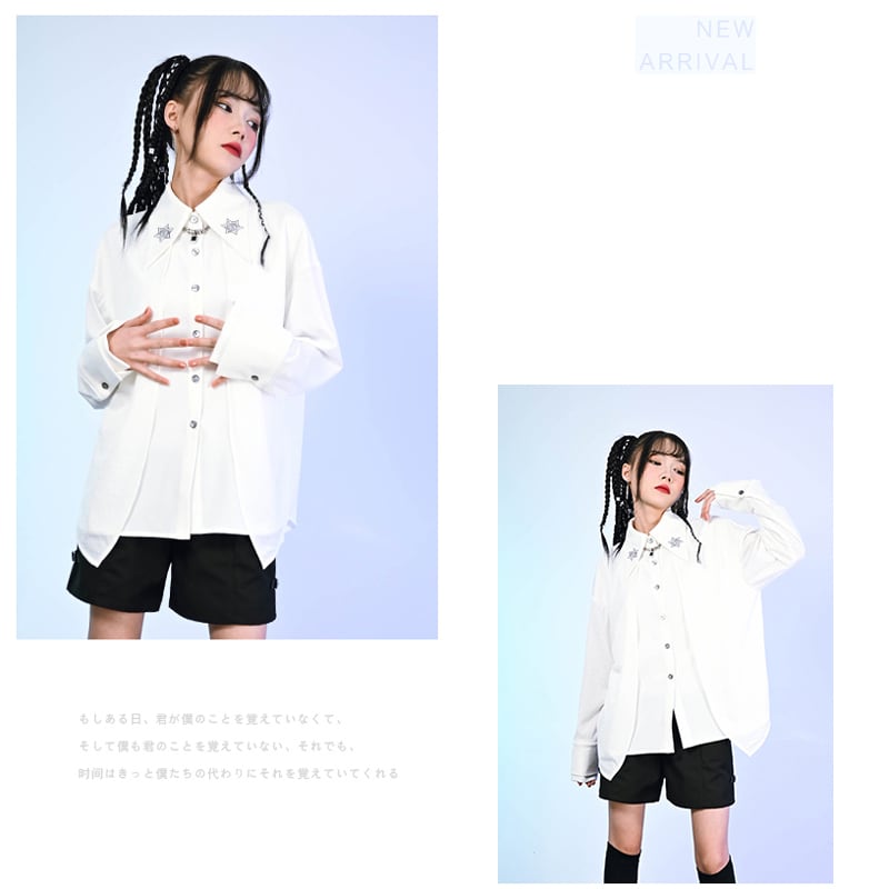 [Kokaisha --- Abnormalism Series] ★China style shirt★ 2color tops fake layered black white