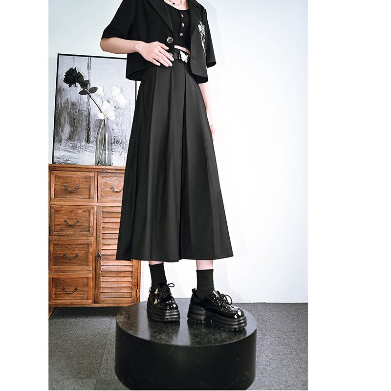 [Kokaisha---Kabunji series] ★China style skirt★ Bottoms Plain Easy to match Black Black S M L XL