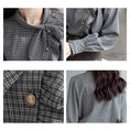 Load image into Gallery viewer, [GUIDUO Series] ★Shirt★ Tops, Long Sleeve Shirt, Plaid Pattern, Ladies, Improves Temperament, Ribbon, Cute, Date, Commuting
