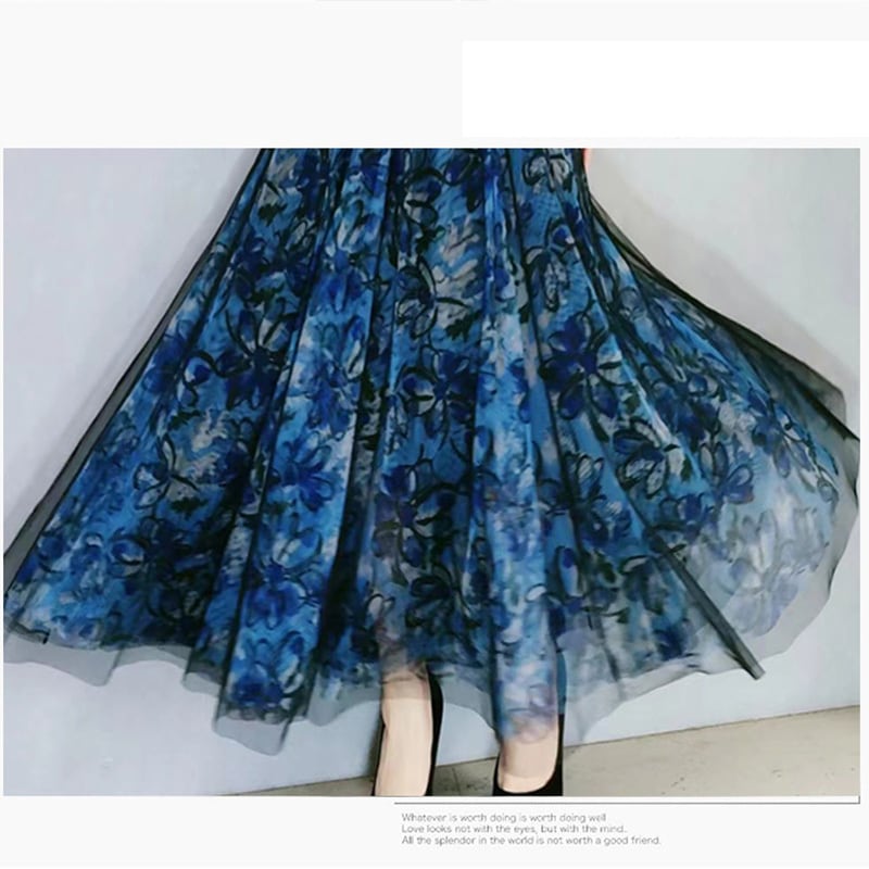 [KEER Series]★Skirt★ Bottoms 3 types of length available Large size Elastic waist Blue Blue