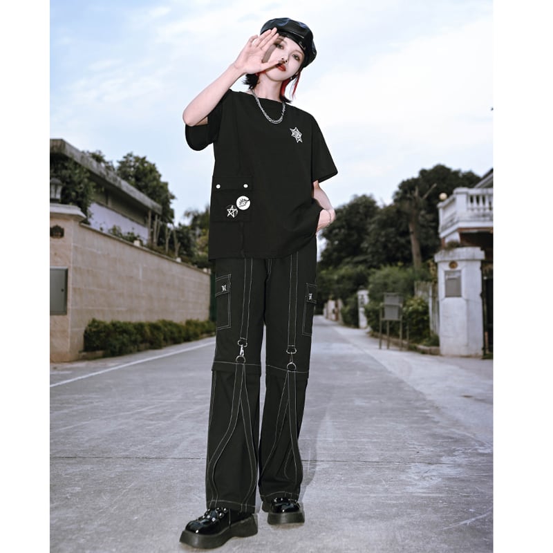 [Ancient monster---Butterfly efficiency series] ★Casual pants★ Trousers bottoms Black Black Unique S M L XL