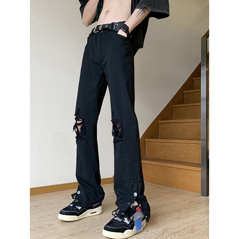 [FENGLIN series]★Denim pants★ 2color bottoms black blue slimming slimming fashion