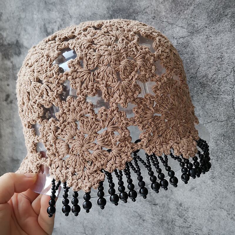 [EVBABY Series]★Hat★ 4color Hat Knitted with Chain Beige Black Brown Wine Red