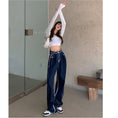 Load image into Gallery viewer, [Left Little Sister Series]★Denim Pants★ Gaucho Pants High Waist Fashion Slimming Blue Blue SML XL
