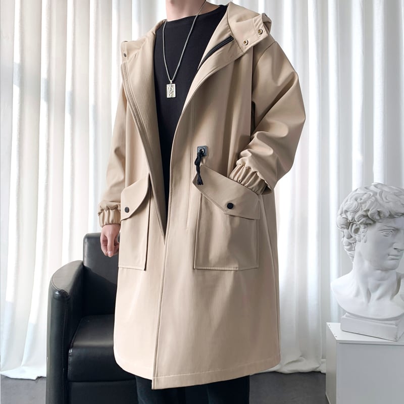 [Kaei Series] ★Trench coat★ 3colors Black, green or light brown, cotton insert type available, hooded, hat included