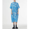 Load image into Gallery viewer, [YIDAO Series]★Shirt dress★ 2color long shirt print retro floral pattern loose blue gray summer clothes
