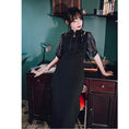 Load image into Gallery viewer, [Kokaisha---Kyouka Suigetsu Series]★China-style dress + belt★Cheongsam dress slimming black black
