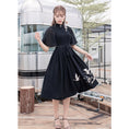 Load image into Gallery viewer, [My Family's Series] ★Chinese-style dress★ Crane embroidery, short sleeves, thong length, A-line, Chinese elements, casual wear, black
