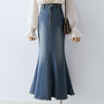 Load image into Gallery viewer, [XIANXIAN Series]★Denim Skirt★ Bottoms Ladies Commuting Date OL Office Blue Blue
