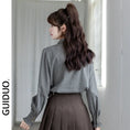 Load image into Gallery viewer, [GUIDUO Series] ★Shirt★ Tops, Long Sleeve Shirt, Plaid Pattern, Ladies, Improves Temperament, Ribbon, Cute, Date, Commuting
