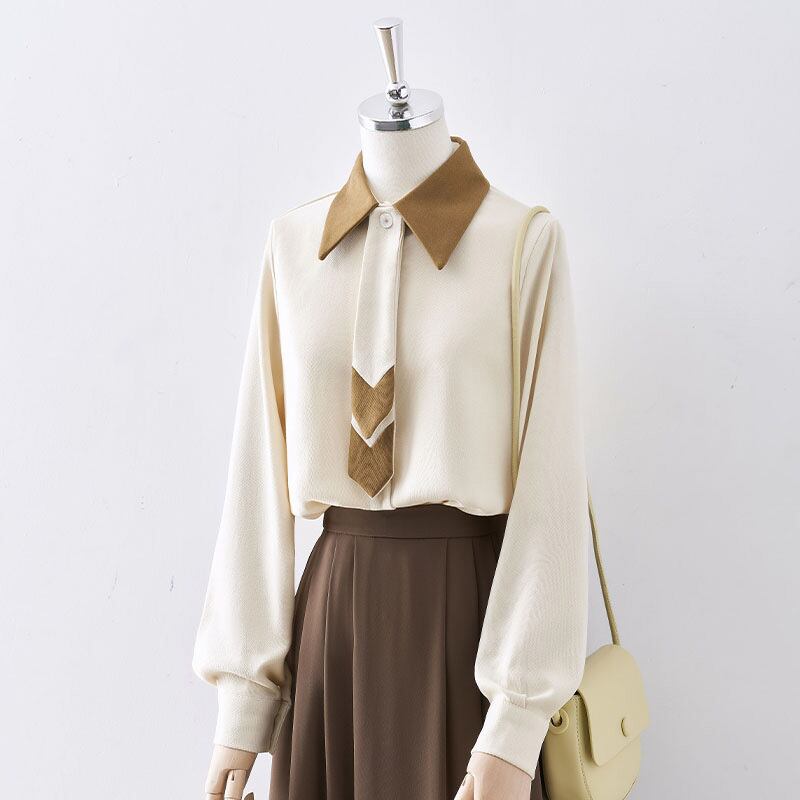 [XIANXIAN Series]★Shirt★ Tops Ladies Commuting Date OL Office Beige Color scheme Easy to match